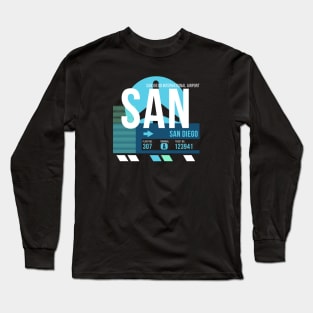 San Diego (SAN) Airport Code Baggage Tag Long Sleeve T-Shirt